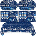 41PCS Retirement Party Decorations Blue Silver Happy Retirement Decorations for Men Women Include Paper Plates Napkins Tablecloth Set for Men Woman Farewell Party Tableware ,Serves 20