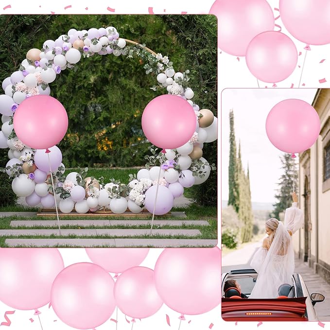 18 Pack 18/24 / 36 Inch Balloons Large Latex Giant Round Big Macaron Balloons for Wedding Birthday Party Baby Shower Decorations(Pink)