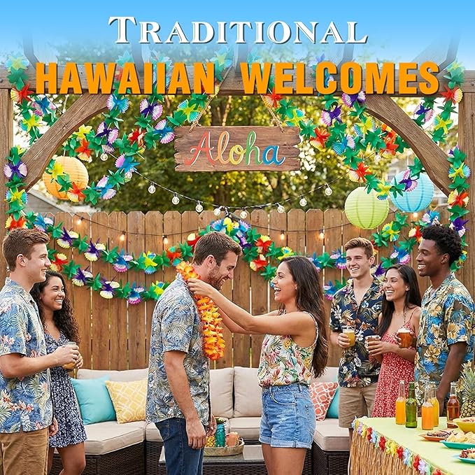 FUTUREPLUSX 4PCS Tropical Garland Party Decorations, 10 FT Luau Paper Flower Banners Hawaiian Hibiscus Garlands for Mexican para Fiesta Party Decor Supplies