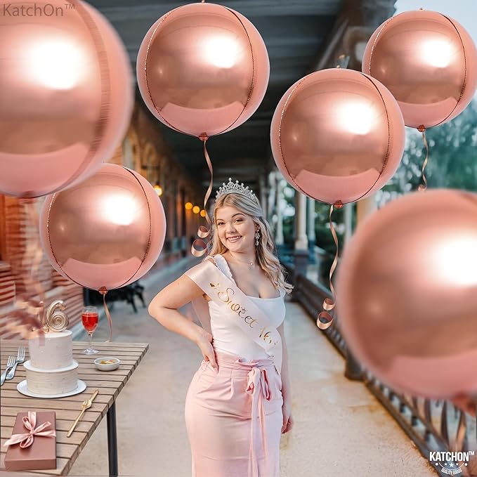 KatchOn, Giant Rose Gold Balloons - 22 Inch, Pack of 12 | Rose Gold Foil Balloons for Birthday Party Decorations | Mylar Balloon for Birthday, Bridal Shower, Baby Shower, Anniversary Decorations
