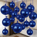 Togvu Navy Blue Round Foil Balloons, 12PCS Different Sizes 4D Metallic Balloon Large Navy Sphere Mirror Ball Balloons for Prom Graduation New Year Birthday Party Ceiling Decorations Supplies