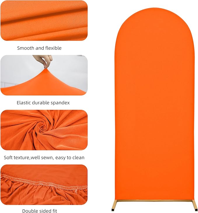 Arch Covers,Arch Backdrop Stand Fitted Cover for Wedding Birthday Party Ceremony Banquet Decoration(7.2FT,Candy Orange,Cover Only)
