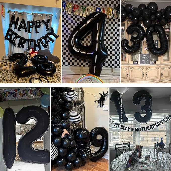 Smlpuame 40 inch Number Balloon 0-9 Black Large Number 8 Balloons,Digital Balloons for Birthday Party Celebration Decorations Supplies, Helium Foil Number Balloons for Wedding Anniversary