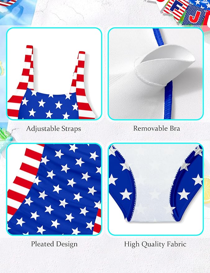 Girl Swimsuit One Piece Bathing Suit for Girls Solid Color Ruched Adjustable Straps Padded Swimwear 9-16y