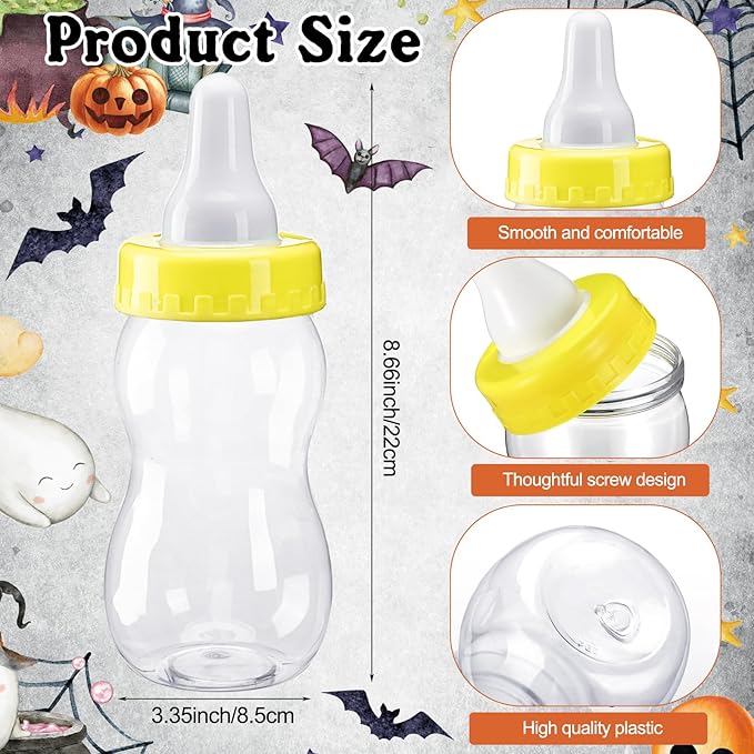 Syhood Halloween Boo Baby Shower Games Guess How Many Pacifiers Game Sign 50 Small Guessing Games 20 HB Pencils 750 ml Milk Bottle 400 Acrylic Pacifiers Decorations Guests Gender Reveal Party
