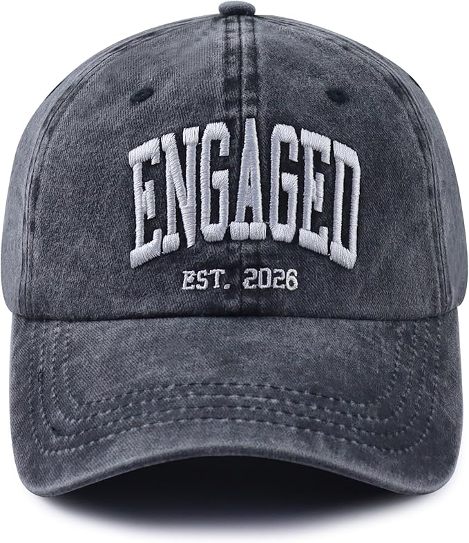 Engaged Est 2026 Hat for Women Men, Adjustable Embroidered Cotton Newlyweds Couples Baseball Cap