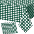 6pcs 54X108inch Dark Green Checkered Tablecloth,Green Gingham Tablecloths Buffalo Plaid Disposable Plastic Table Covers for Birthday Baby Shower Bridal Wedding Party Birthday Decorations