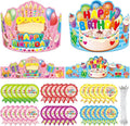 WorldBazaar Birthday Crowns for Kids Classroom 36 Pack Happy Birthday Hats with Badge Stickers Teacher Classroom School Family VBS Party Supplies