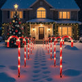 Christmas Candy Cane Lights Outdoor Pathway，12Pack Light up Candy Canes 16" Christmas Sidewalk Walkway Lights with 72 Incandescent Large Lighted Candycane Outdoors Decorations Yard Stakes