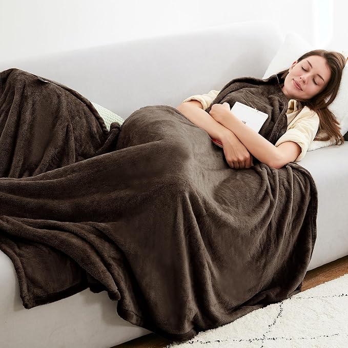 Hansleep Fleece Brown Throw XL Blanket, Super Soft Flannel Fuzzy Plush Cozy Blanket for All Seasons, Brown, Throw XL 50x70 Inches