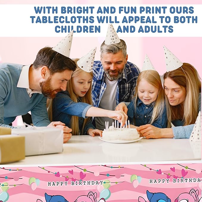 BELMAKS 2 PCS Party Tablecloth 70" x 42" Birthday Girl Pink Tablecloth Baby Shower Decorations for Girl Pink Birthday Decorations Tablecovers for Party