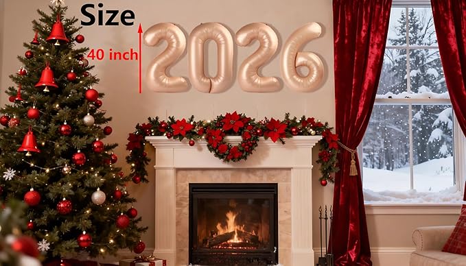 Light Brown Number Balloons Party Decorations for 2026, 40 Inch Happy New Years Decorations 2026, Light Brown Large 2026 Numbers for Graduation