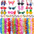 36 PCS Hawaiian Beach Tropical Party Decorations, Fun Summer Kids Party Favors with Luau Sunglasses and Hawaiian Leis Necklaces Bracelets for Beach Pool Themed Party Supplies Decoration