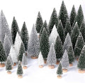 30Pcs Mini Christmas Trees Artificial Christmas Tree Bottle Brush Trees with Wooden Base for Christmas Decor Party Home Table Craft Decorations(Green+Silver+White)