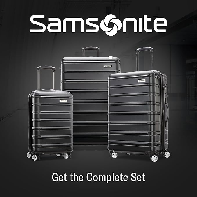 Samsonite Omni 2 Hardside 3 Piece Set - Includes Global Carry-On, Medium, & Large Checked Suitcases - 360° Dual Spinner Wheels - Integrated TSA Lock & Expansion - Amazon Exclusive - Midnight Black