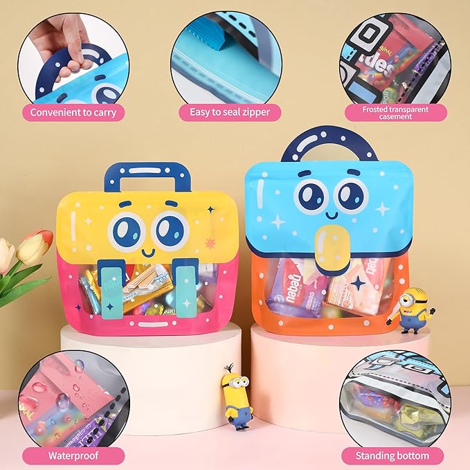 Lati Small Catoon 24PCS Birthday Party Favors Goodie Bags - Style Durable Plastics Gift with Handles for Candy Treats,Events
