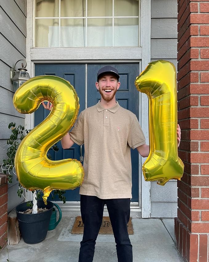 Gold Number 18 Balloon 40 inch, 18 Number Balloons, 18th Gold Birthday Decorations, 18 Year Old Girls Boys Golden Party Supplies