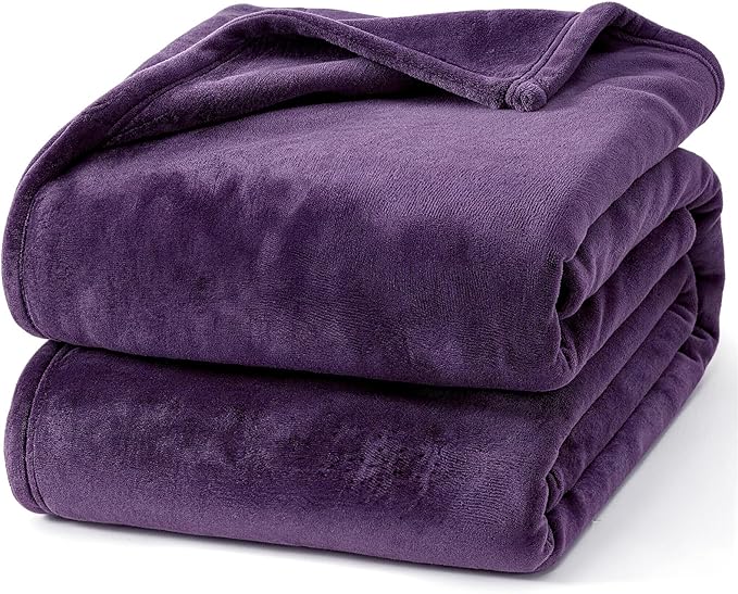 Hansleep Fleece Purple Throw XL Blanket, Super Soft Flannel Fuzzy, Plush Cozy Blanket for All Seasons, Purple, Throw XL 50x70 Inches