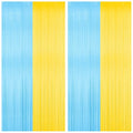 Katchon, Light Blue and Yellow Fringe Backdrop - Feet, Pack of 2 | Blue and Yellow Birthday Decorations, Easter Backdrop Curtain | Sponge Party Decorations, Baby Shower Decorations for Home