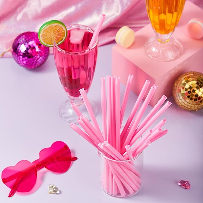 JOYIN 50 PCS Valentine Heart Shaped Pink Straws, Reusable Drinking Cute Straw for Valentine's day Cocktail, Birthday Party, Bridal Shower, Wedding Supplies, Valentine Party