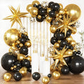 Black and Gold Balloon Garland Arch Kit, Black Gold Confetti Balloons for Retirement Men Birthday Graduation Decorations 2026 Class Grad Prom Bachelorette Anniversary Party Decorations