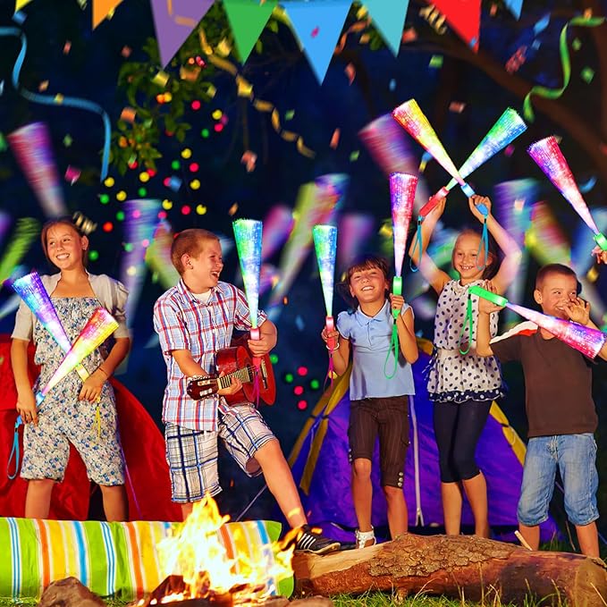 74 PCS Glow Fiber Wands Sticks, LED Light Wands, Glow in the Dark Party Supplies, Fiber Optic Wands, LED Flashing Sticks, Fiber Optic Light Wand Stick for Party, Wedding,Halloween and New Year