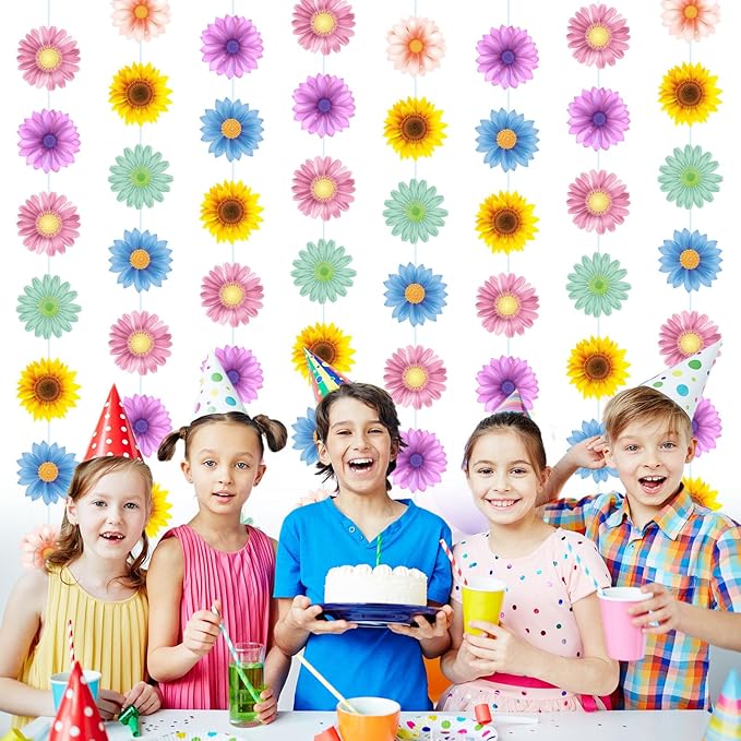 Capoda 8 Packs Spring Party Decorations Sun Flowers Banners for Classroom Colorful Sunflower Garland Decor for Women Flower Themed Birthday Party Spring Summer Decorations Classroom Supplies