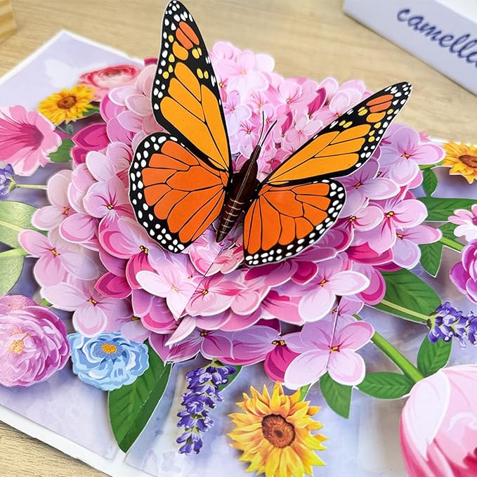Butterflies in Nature Pop Up Card - 3D Butterfly Card for Wife, Husband, Girlfriend, Mom, Dad, Mother, Father