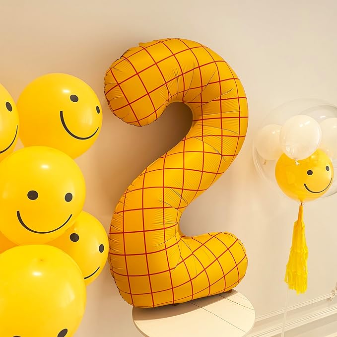 40-Inch Large Number Balloon Toy Inspired Story Matte Yellow Birthday Balloon Western Rodeo Party Supplies Boy Girl Story Anniversary Kids Birthday Party Cowboy Farm Themed Baby Welcome Decorations
