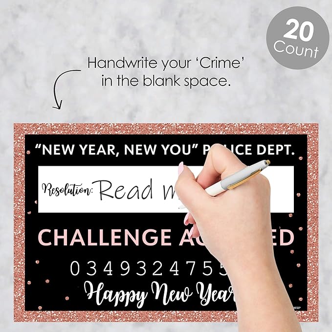 Big Dot of Happiness Rose Gold Happy New Year - New Year's Eve Party Resolution Mug Shots - Photo Booth Props Kit - 20 Count