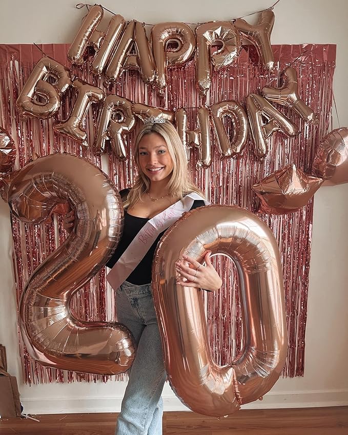 40 Inch Rose Gold Number 4 Balloon, Giant 4 Number Balloons for 4th Birthday Decorations, Party Supplies for Baby Boy Girl, Rose Gold Party Decor