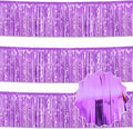 3 Pack 10 Ft Light Purple Foil Fringe Garland Metallic Streamers Tinsel Banner Wall Hanging Garland Backdrop for Parade Floats, Halloween, Christmas, Thanksgiving, New Year Party Decorations