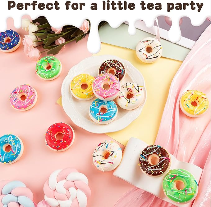 24 pcs Donut Stress Ball, Artificial Donuts Stress Relief Ball, Fake Mini Donut for Christmas Birthday Present Stocking Stuffers Goodie Bag Stuffers
