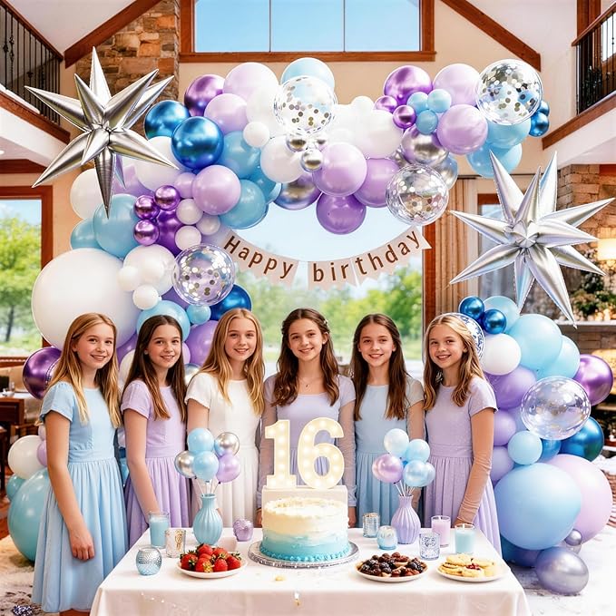 Purple and Blue Balloon Arch Garland Kit for Girls Princess Birthday Party Baby Shower Anniversary Decorations