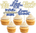 Gyufise 30Pcs Happy Retirement Cupcake Toppers Officially Retired Cake Toppers No Work Zone Adventure Begins Cupcake Picks for Retirement Theme Farewell Birthday Party Decorations Supplies Blue Gold