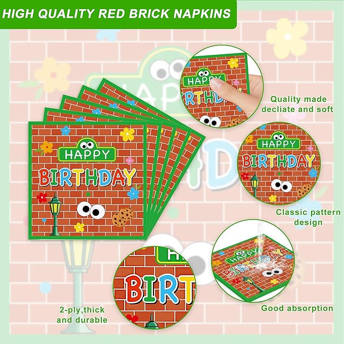 122 Pcs Cookie Party Supplies For Baby Boys Girls Birthday Party for 20 Guests