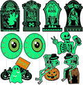 10 PCs Halloween Decorations Outdoor Tombstone Yard Sign with Stakes Glow in The Dark Graveyard Tombstones Pumpkin Ghost Props for Family Home Front Yard Lawn Garden Halloween Party Decor