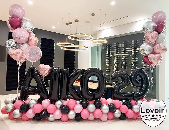 Lovoir 40 Inch Large Black Letter R Balloons Big Size Jumbo Mylar Foil Helium Balloon for Birthday Party Celebration Decorations Alphabet Black R