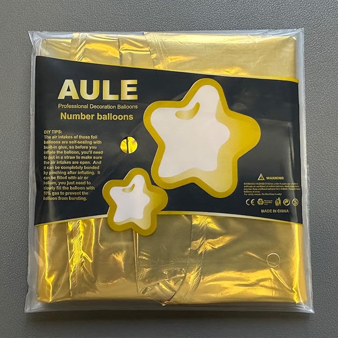 AULE 40 Inch Jumbo Gold Foil Mylar Number Balloons for Boy Girl 16th Birthday Party Decorations 16 Years Old Anniversary Party Supplies