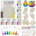 Cinrobiye 144 PCS Ice Cream Party Favors Two Sweet Wooden Painting Kits with LED Light Up Finger Lights, Candyland Donut Birthday Party Supplies, Goodie Bag Fillers,Pinata Fillers, Prize Bulk Set