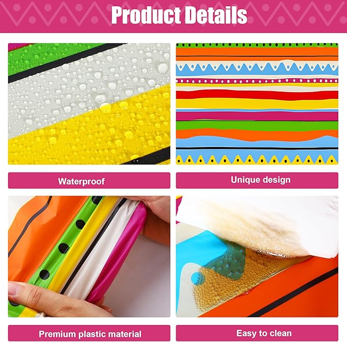 Kochorie 2 Pieces Mexican Party Tablecloth Plastic Cinco De Mayo Tablecloth Disposable Rectangle Tablecloths for Mexican Themed Birthday Party Decorations Supplies