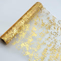 Snowkingdom Glitter Metallic Gold Table Runner 11 Inch x 32 Feet Thin Mesh Sparkle Runner Roll Gold Table Decorations for Wedding Bridal Shower, Baby Shower, Christmas, Birthday Party （1PC）