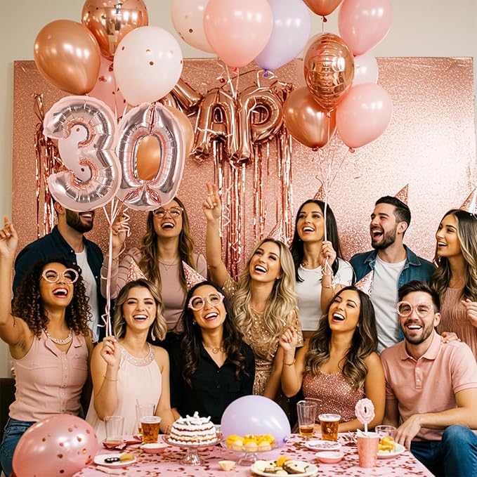 TONIFUL 16 Inch Number Rose Gold 0-9 Mylar Foil Balloons 10 Pcs Custom digitalal Balloons for 2026 New Year Eve Birthday Party Engagement Graduations Anniversary Baby Shower