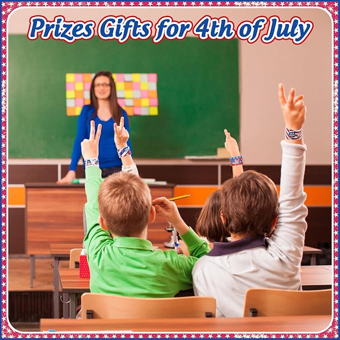 4th of July Party Favors Slap Bracelets for Kids 36PCS Red White and Blue American Flag Patriotic Snap Bracelet Bulk Independence Day Party Supplies Fourth of July Kids Toys Gifts Classroom Prizes
