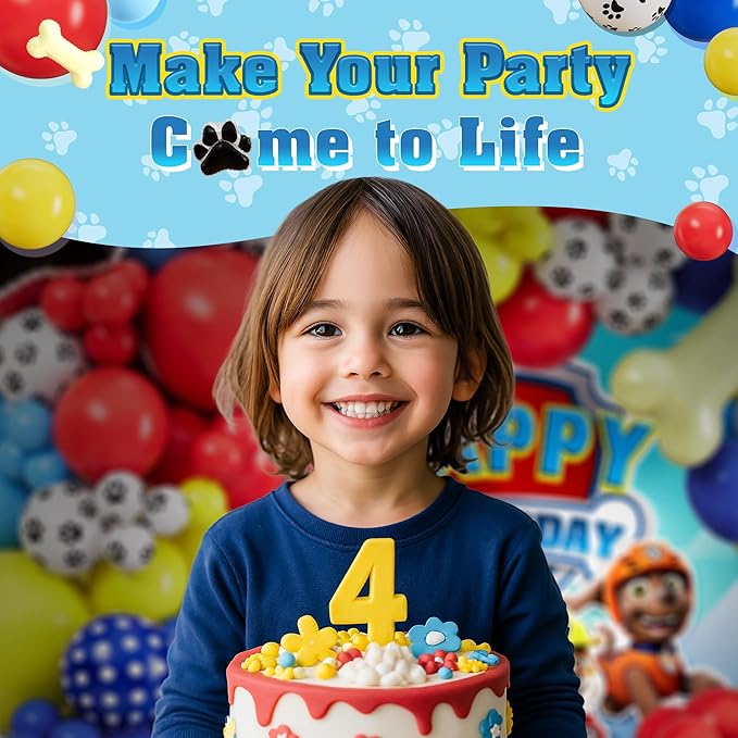 ALL-IN-1 Paw Balloons Garland Arch Kit with BONUS Dog Bone & Paw Print Balloons for Paw Birthday Decorations – Paw Balloons Backdrop, Paw Party Supplies for 3rd yo Boy