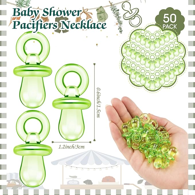 Thyle 51 Pcs locally grown Pacifier Hunt Baby Shower Games Include Hunt Sign and 50 Acrylic Pacifiers for farm themed Baby Shower Game Decoration Sets Gender Reveal newborn announcement Party Decor
