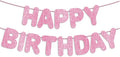 Pre-Strung Happy Birthday Pink Glitter Banner, Pink Birthday Party Decorations for Girl, Backdrop/Sign, Princess Party Decor for Her