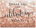 Andaz Press Wedding Party Signs, Glitzy Rose Gold Glitter, 8.5x11-inch, Thank You for Celebrating With Us, 1-Pack, Bokeh Colored Party Supplies