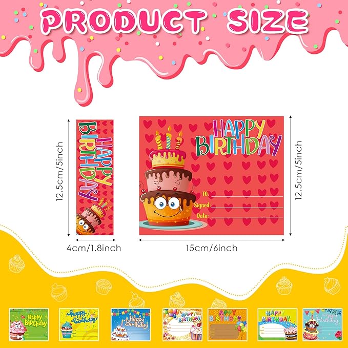 Outus Birthday Certificates Awards Card for Kids Birthday Bookmarks Cutouts Greeting Cards Classroom Decorations for Back to School Party Supplies