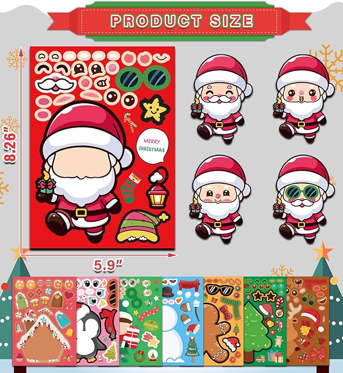Christmas Stickers – DIY Christmas Crafts – Xmas Decorative Stickers for Holiday Decorations and Craft Supplies (24 Sheets)